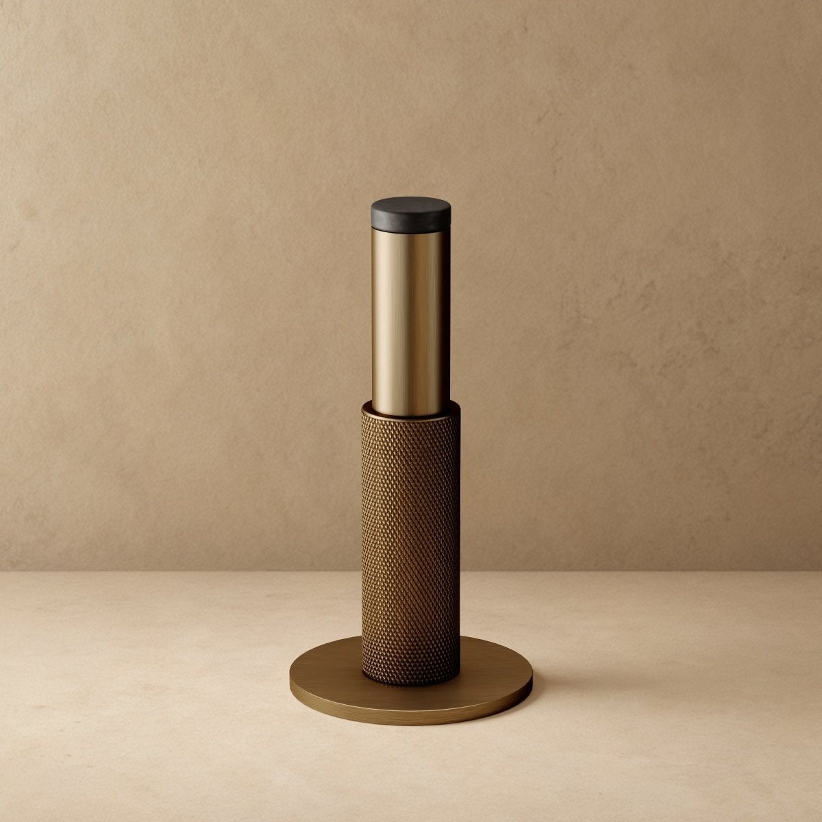 Solid Brass Plint Door Stop Knurled Cylindrical Side