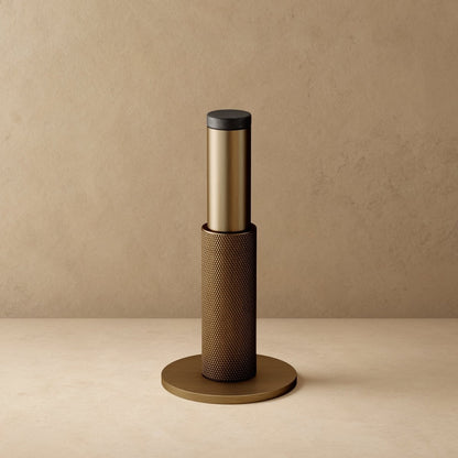 Solid Brass Plint Door Stop Knurled Cylindrical Side