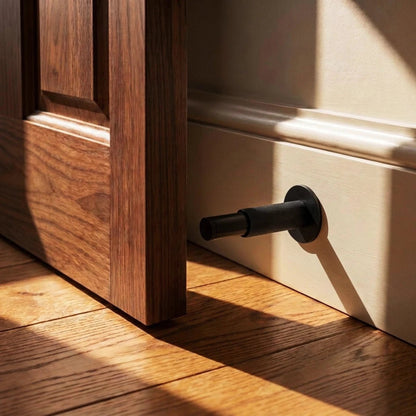 Solid Brass Plint Door Stop Knurled Cylindrical View 11