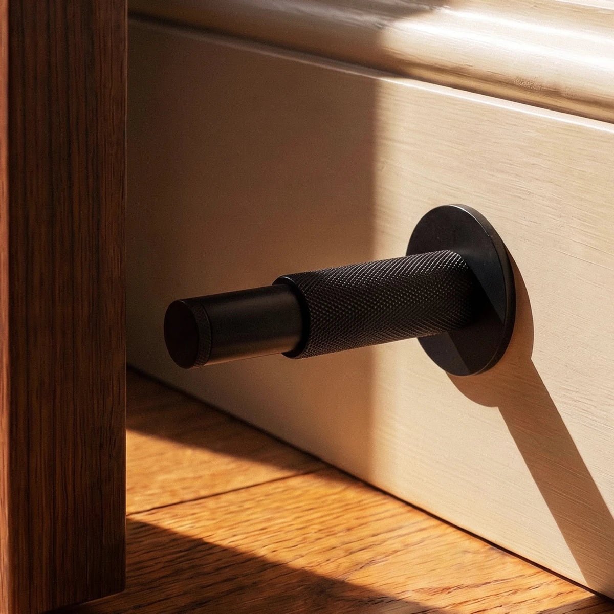Solid Brass Plint Door Stop Knurled Cylindrical View 12