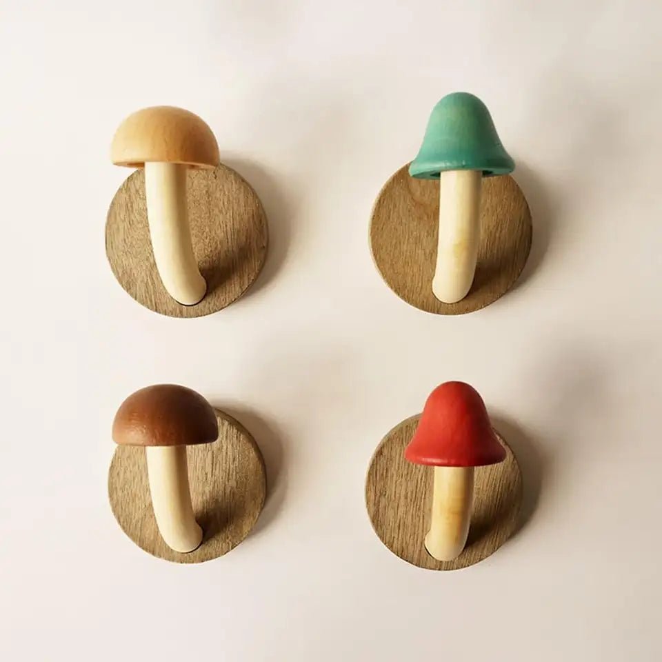Timber Mushroom Wall Hook Set Sculptural Front