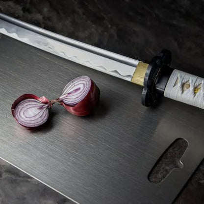 Titanium Antibacterial Chopping Board Handle Cutout Close Up