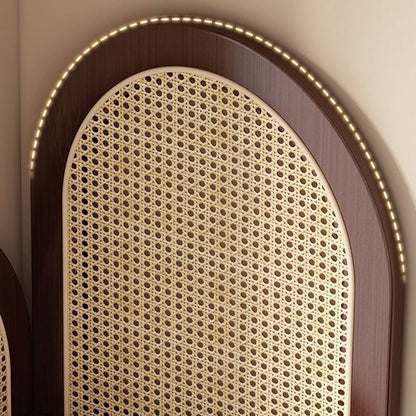 Traditional Bamboo Rattan Fan-Shaped Corner Shelf Arched Lifestyle