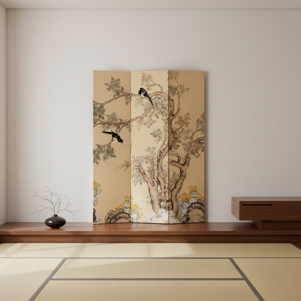 Traditional French Wood Room Divider Floral Bird Panel Alternate