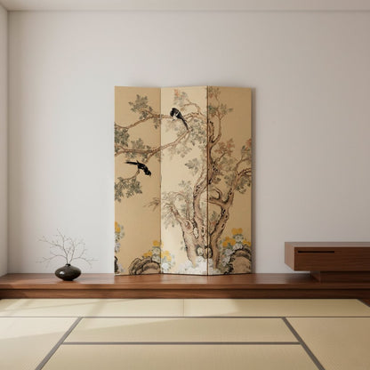 Traditional French Wood Room Divider Floral Bird Panel Alternate