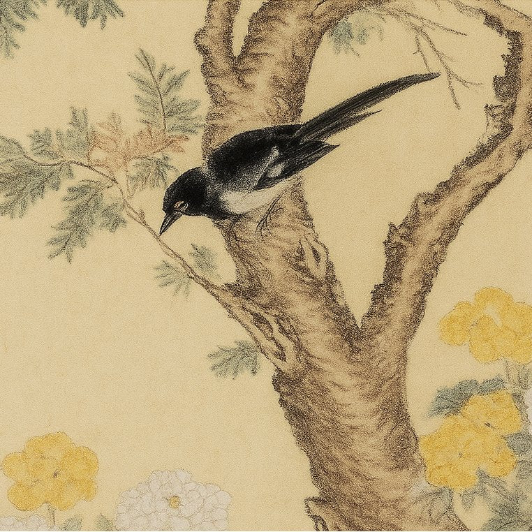 Traditional French Wood Room Divider Floral Bird Panel Back