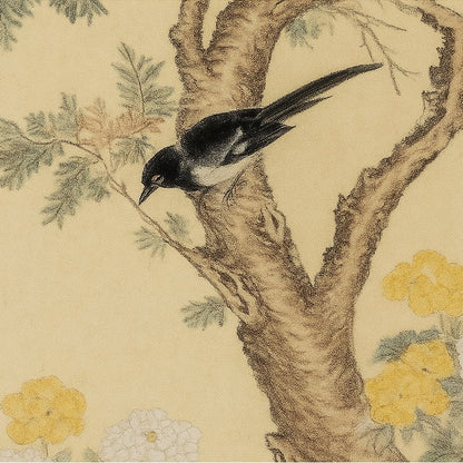 Traditional French Wood Room Divider Floral Bird Panel Back