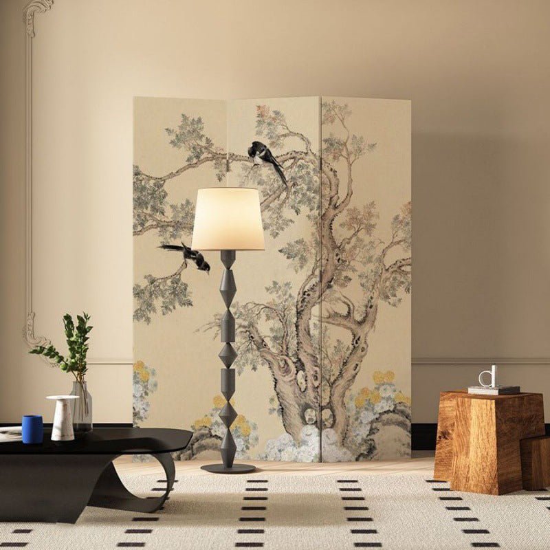 Traditional French Wood Room Divider Floral Bird Panel Detail