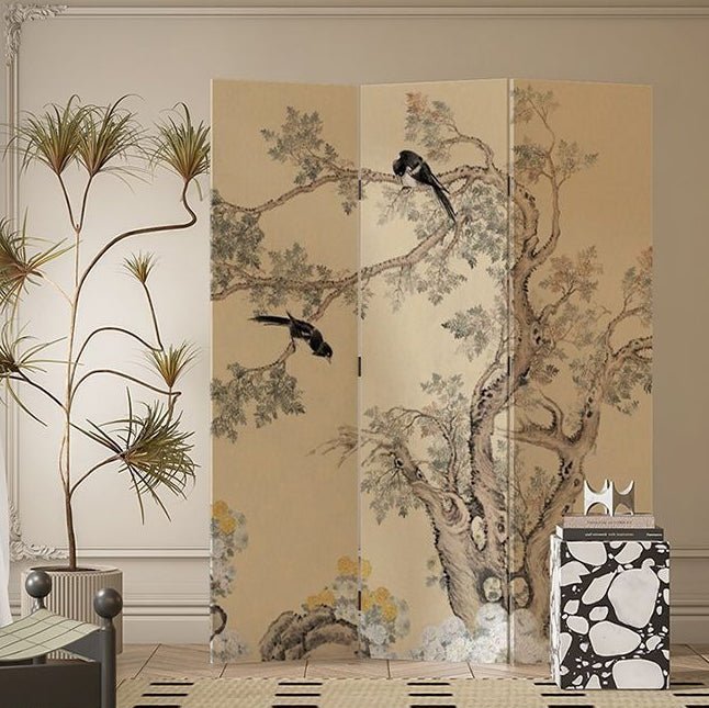 Traditional French Wood Room Divider Floral Bird Panel Hero