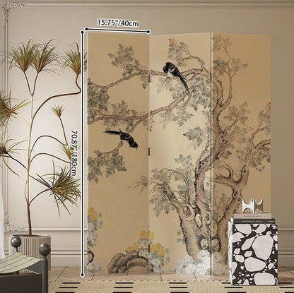 Traditional French Wood Room Divider Floral Bird Panel Side