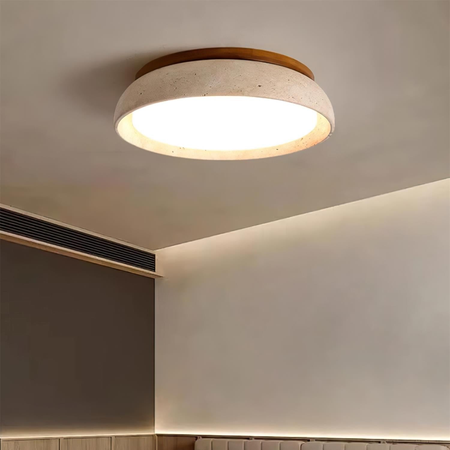 Travertine Flush Mount Ceiling Light Domed Bowl Back