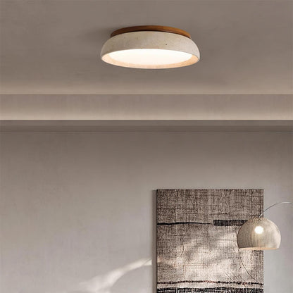 Travertine Flush Mount Ceiling Light Domed Bowl Detail
