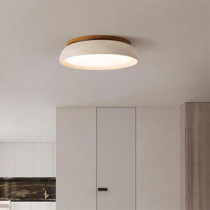 Travertine Flush Mount Ceiling Light Domed Bowl Front