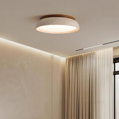 Travertine Flush Mount Ceiling Light Domed Bowl Side