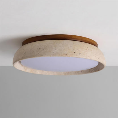 Travertine Flush Mount Ceiling Light Domed Bowl View 11