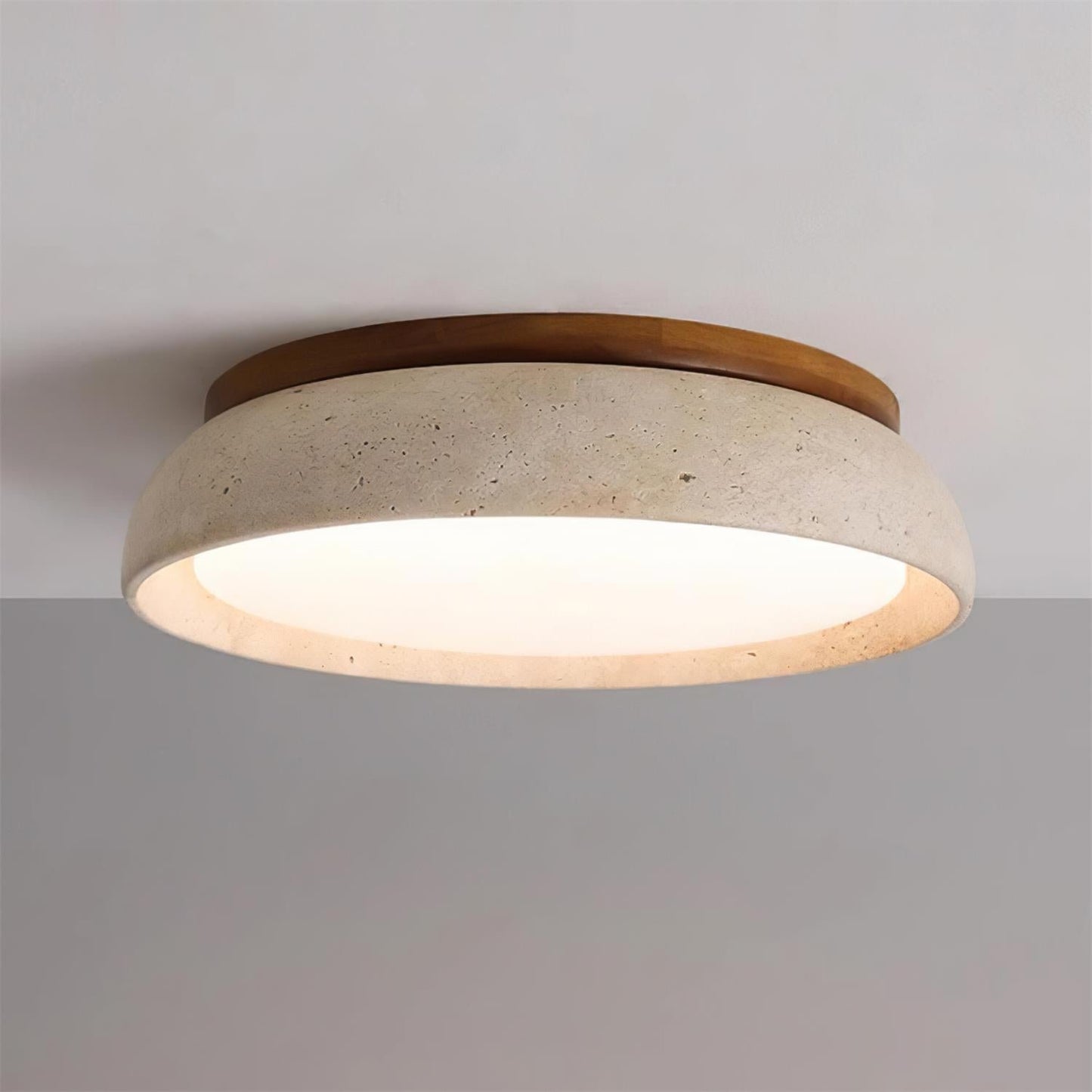 Travertine Flush Mount Ceiling Light Domed Bowl View 12