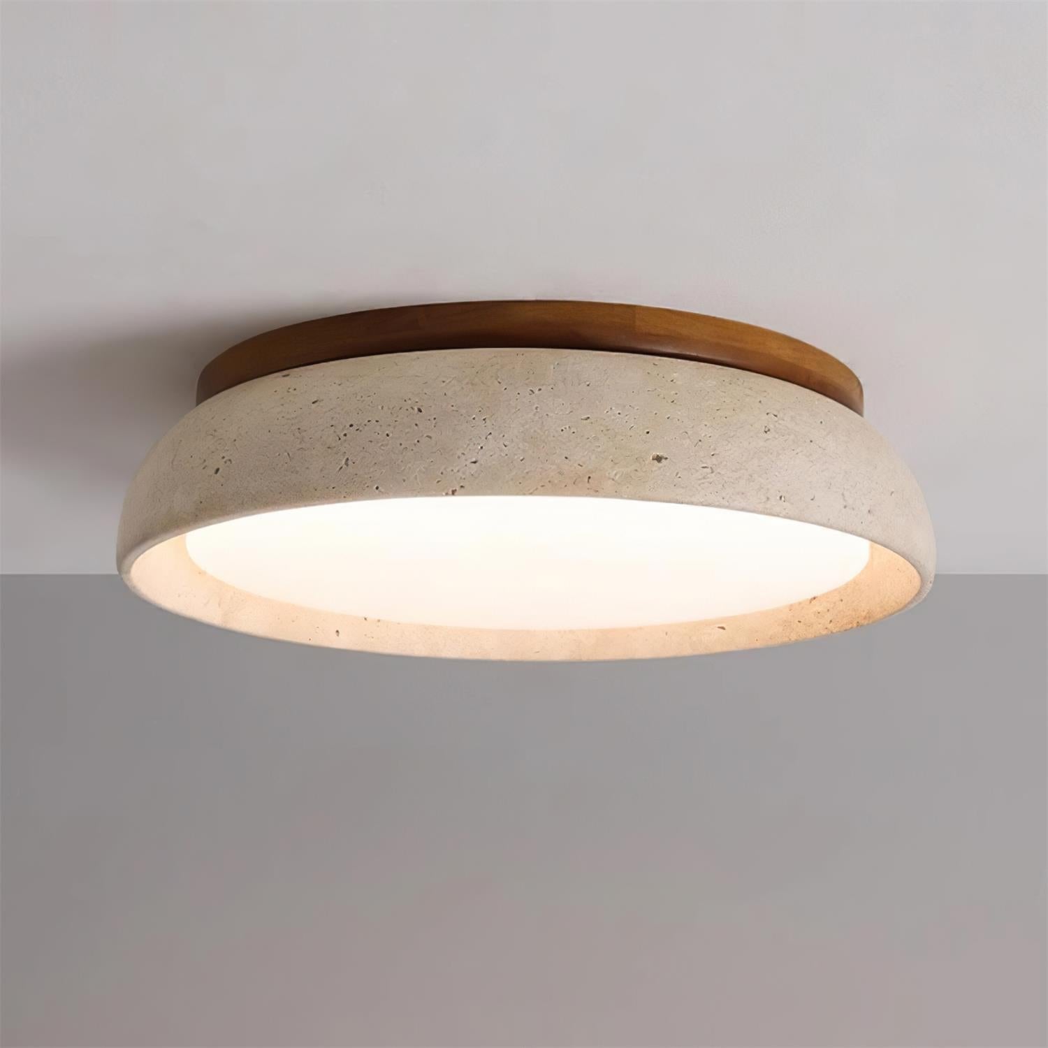 Travertine Flush Mount Ceiling Light Domed Bowl View 12