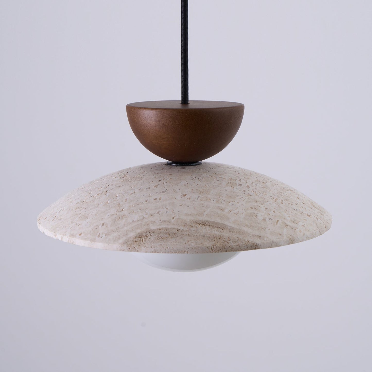 Travertine Pendant Light Inverted Dome Wood View 16
