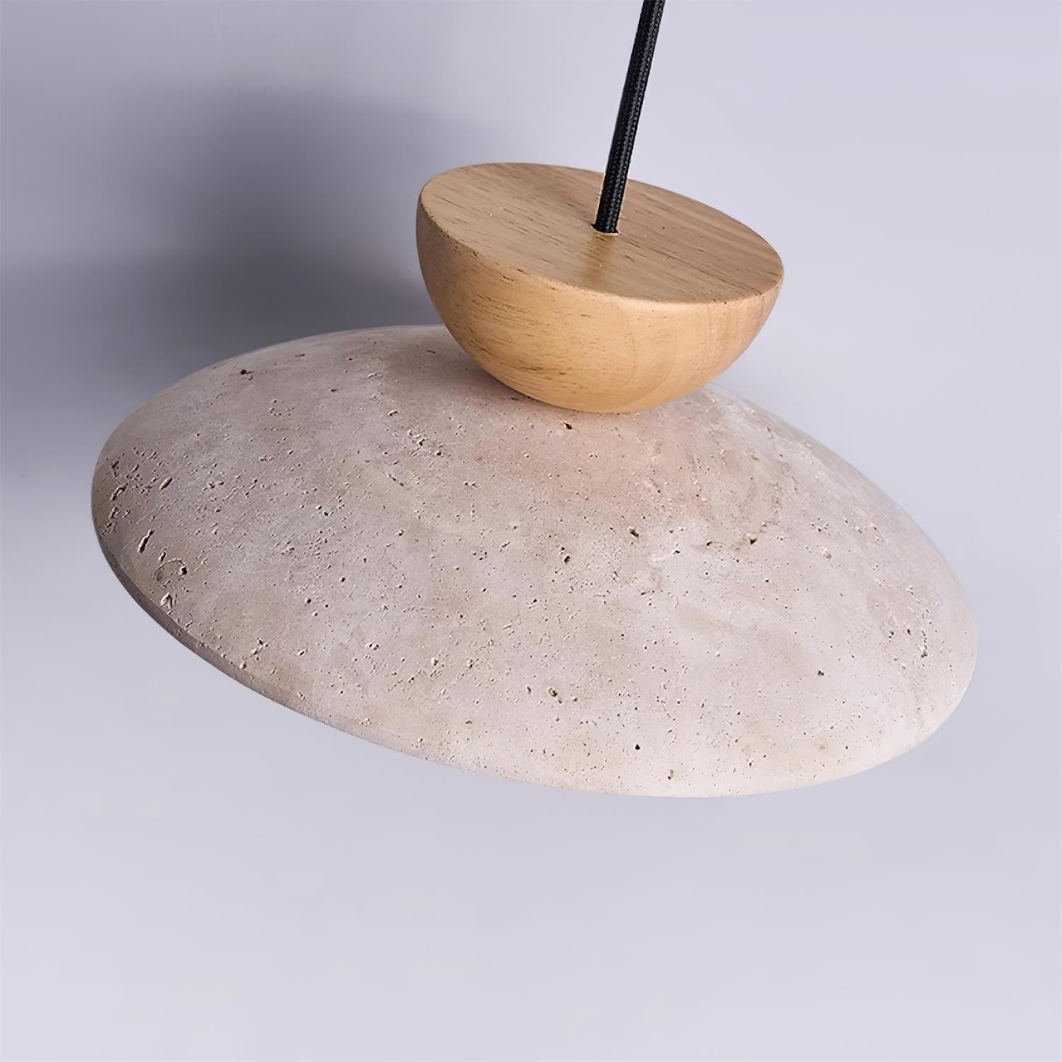 Travertine Pendant Light Inverted Dome Wood View 20
