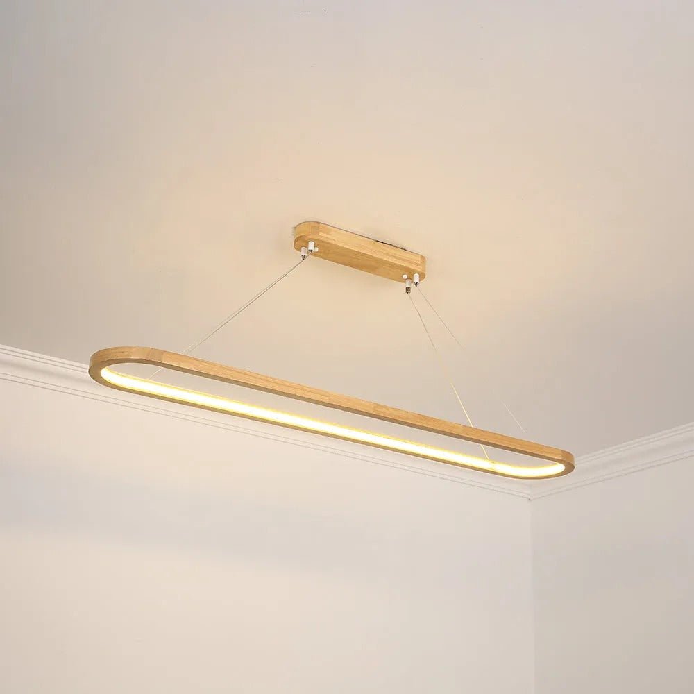 Veon Contemporary Oval Wooden Pendant Light Alternate