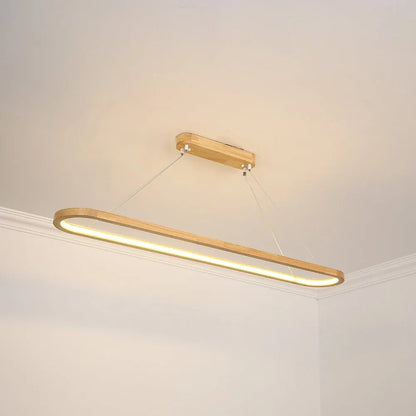 Veon Contemporary Oval Wooden Pendant Light Alternate