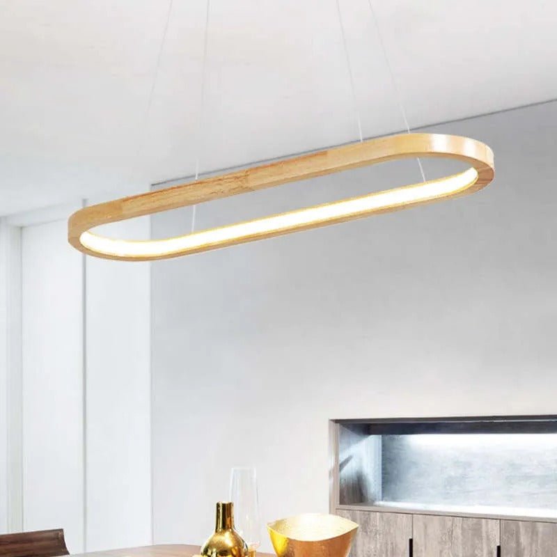 Veon Contemporary Oval Wooden Pendant Light Back