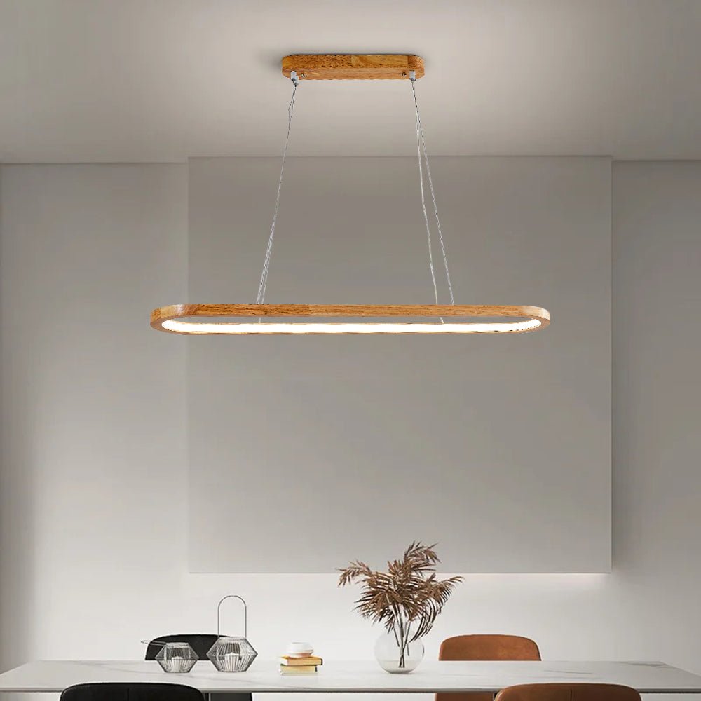 Veon Contemporary Oval Wooden Pendant Light Detail