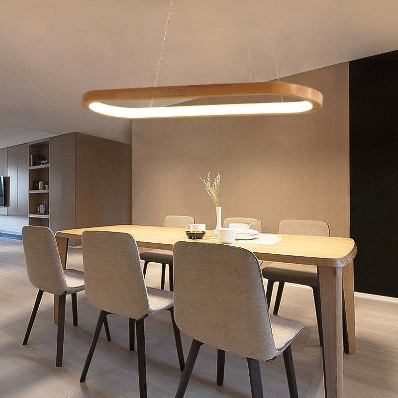 Veon Contemporary Oval Wooden Pendant Light Lifestyle