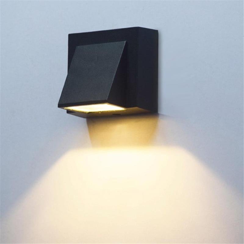 Vexto Modern Black Metal LED Outdoor Wall Lamp Back