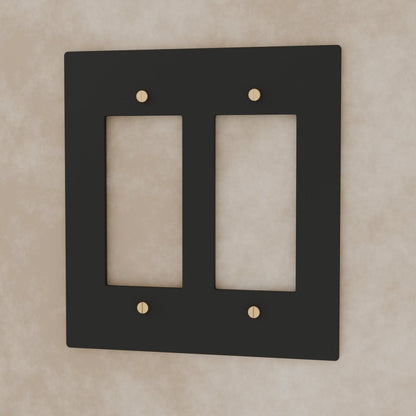 Vintage Brass Wall Plate Night Black Custom Module Close Up
