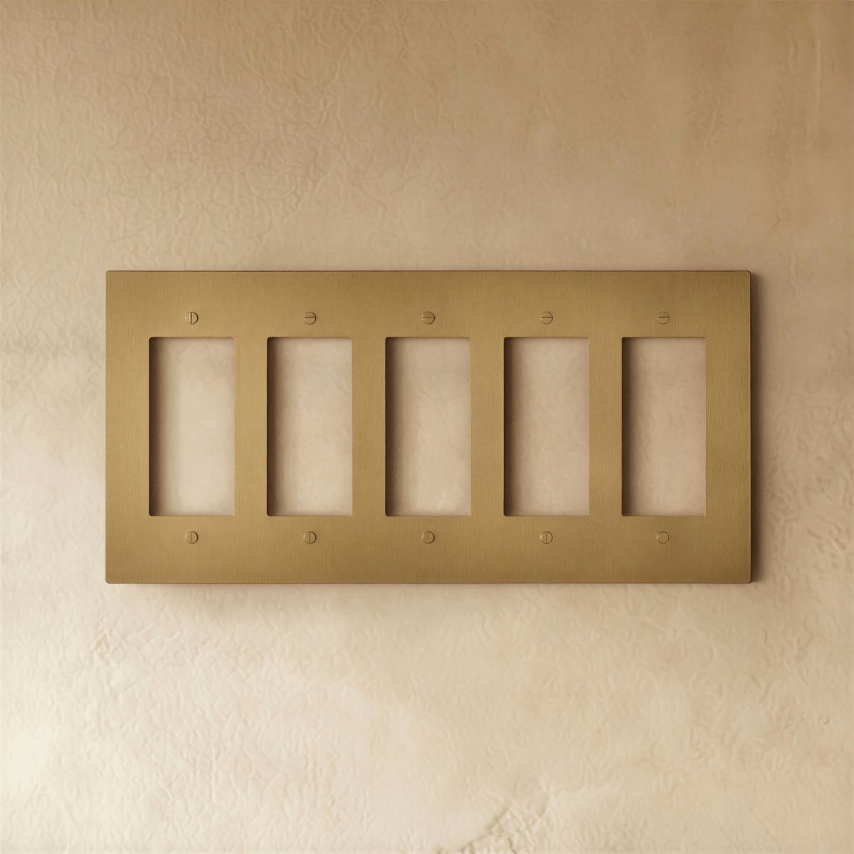 Vintage Brass Wall Plate Patina Rectangular Cutouts Back