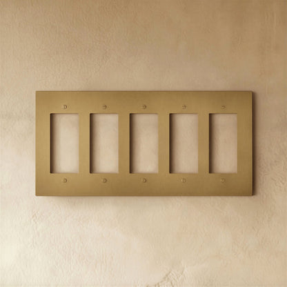 Vintage Brass Wall Plate Patina Rectangular Cutouts Back
