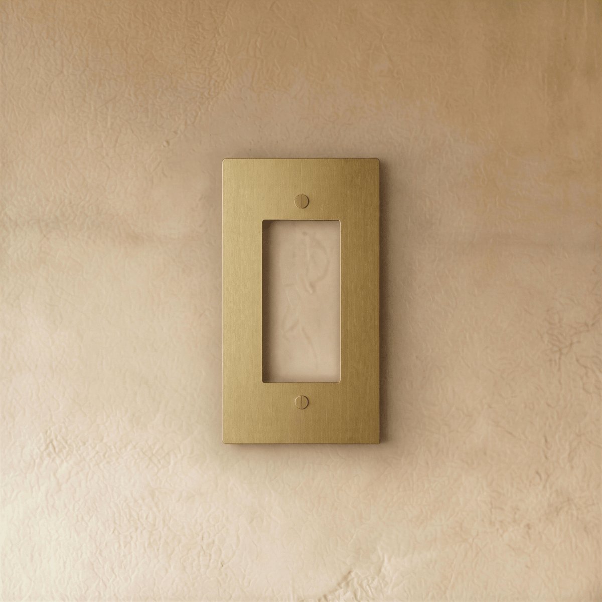 Vintage Brass Wall Plate Patina Rectangular Cutouts Hero