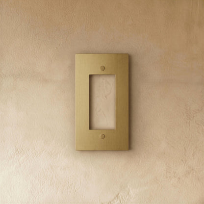 Vintage Brass Wall Plate Patina Rectangular Cutouts Hero