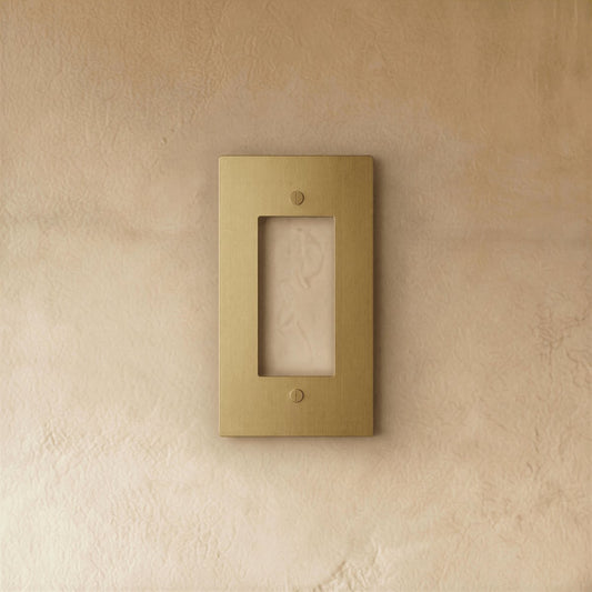 Vintage Brass Wall Plate Patina Rectangular Cutouts Hero
