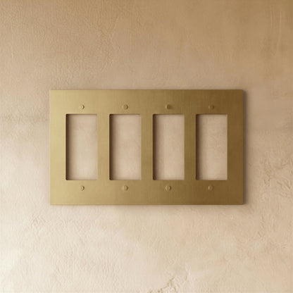 Vintage Brass Wall Plate Patina Rectangular Cutouts Side