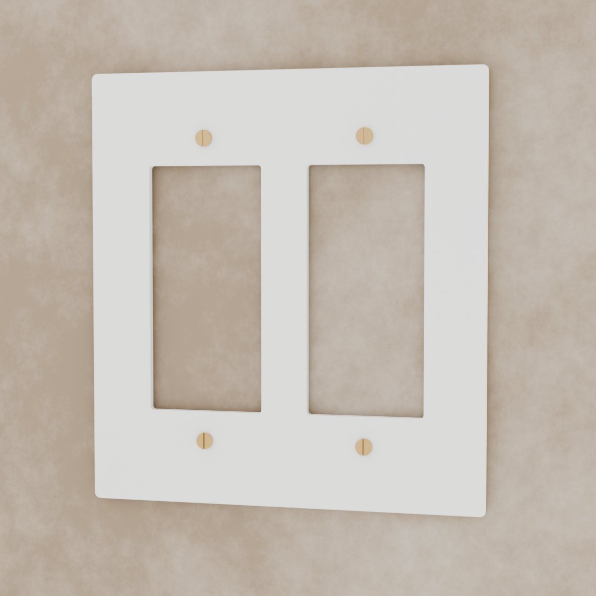 Vintage Brass Wall Plate White Custom Module Rounded Close Up