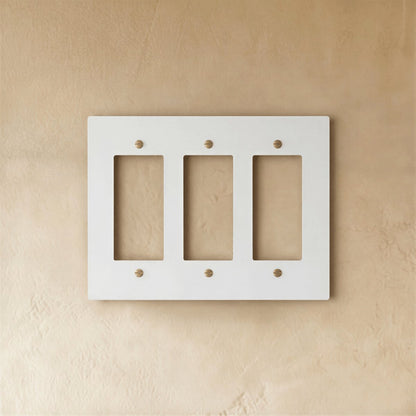 Vintage Brass Wall Plate White Rocker Cutout Detail