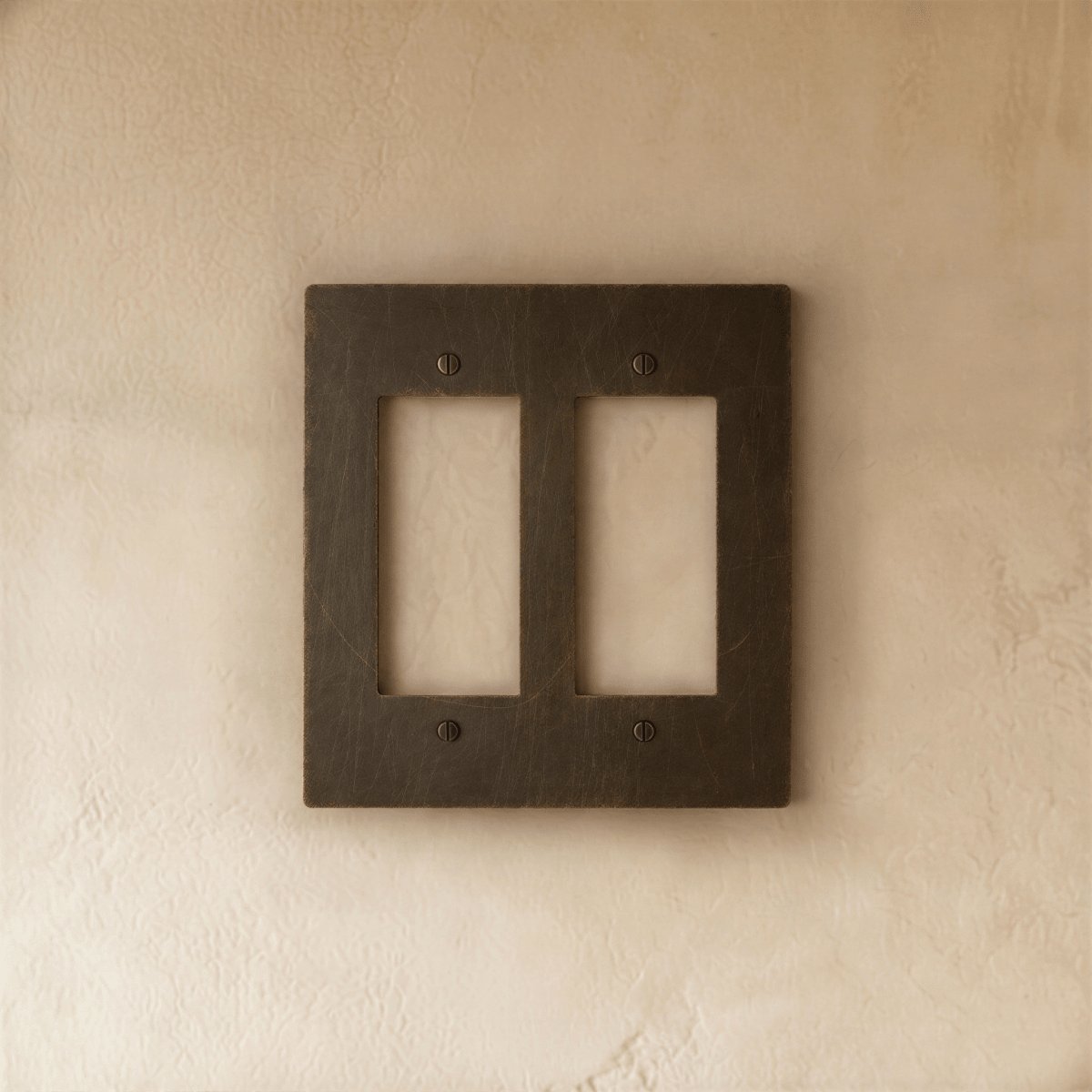 Vintage Bronze Patina Brass Plate Screwless Flat Front