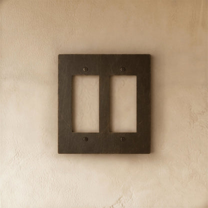 Vintage Bronze Patina Brass Plate Screwless Flat Front
