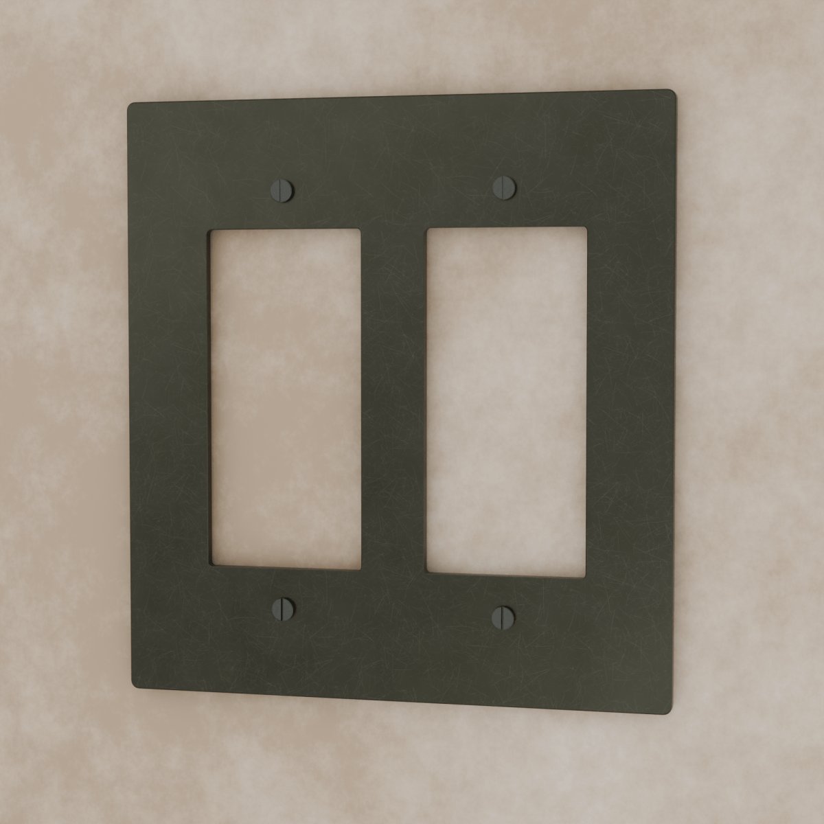 Vintage Bronze Patina Brass Wall Plate Custom Module Close Up