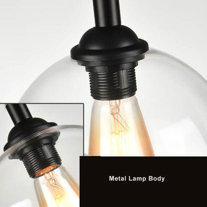 Vintage Glass Metal Rope Pendant Light Round Globe View 11