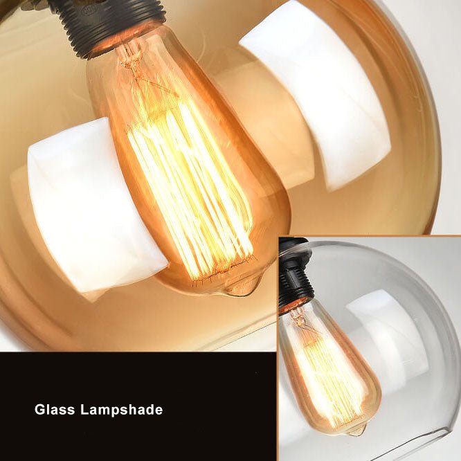 Vintage Glass Metal Rope Pendant Light Round Globe View 14