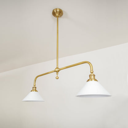 Vintage Glass Pendant Light T-Bar Arms Alternate