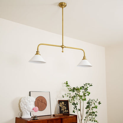 Vintage Glass Pendant Light T-Bar Arms Close Up
