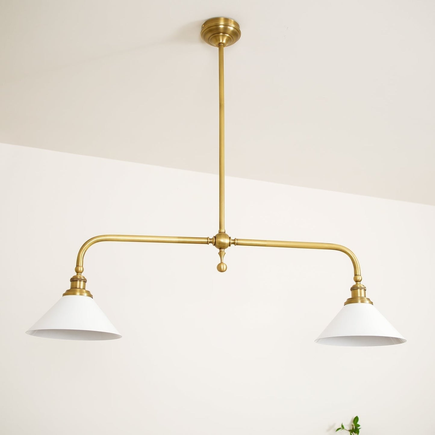 Vintage Glass Pendant Light T-Bar Arms Full