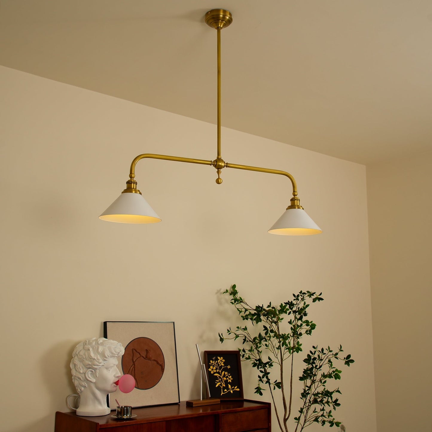 Vintage Glass Pendant Light T-Bar Arms Lifestyle