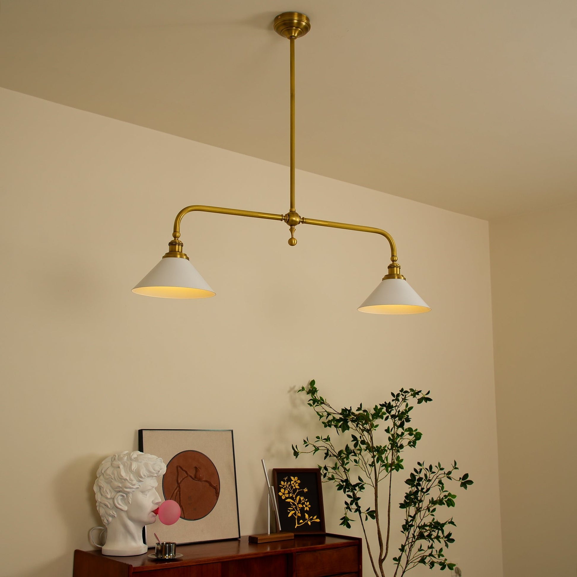 Vintage Glass Pendant Light T-Bar Arms Lifestyle