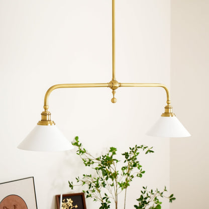 Vintage Glass Pendant Light T-Bar Arms Side