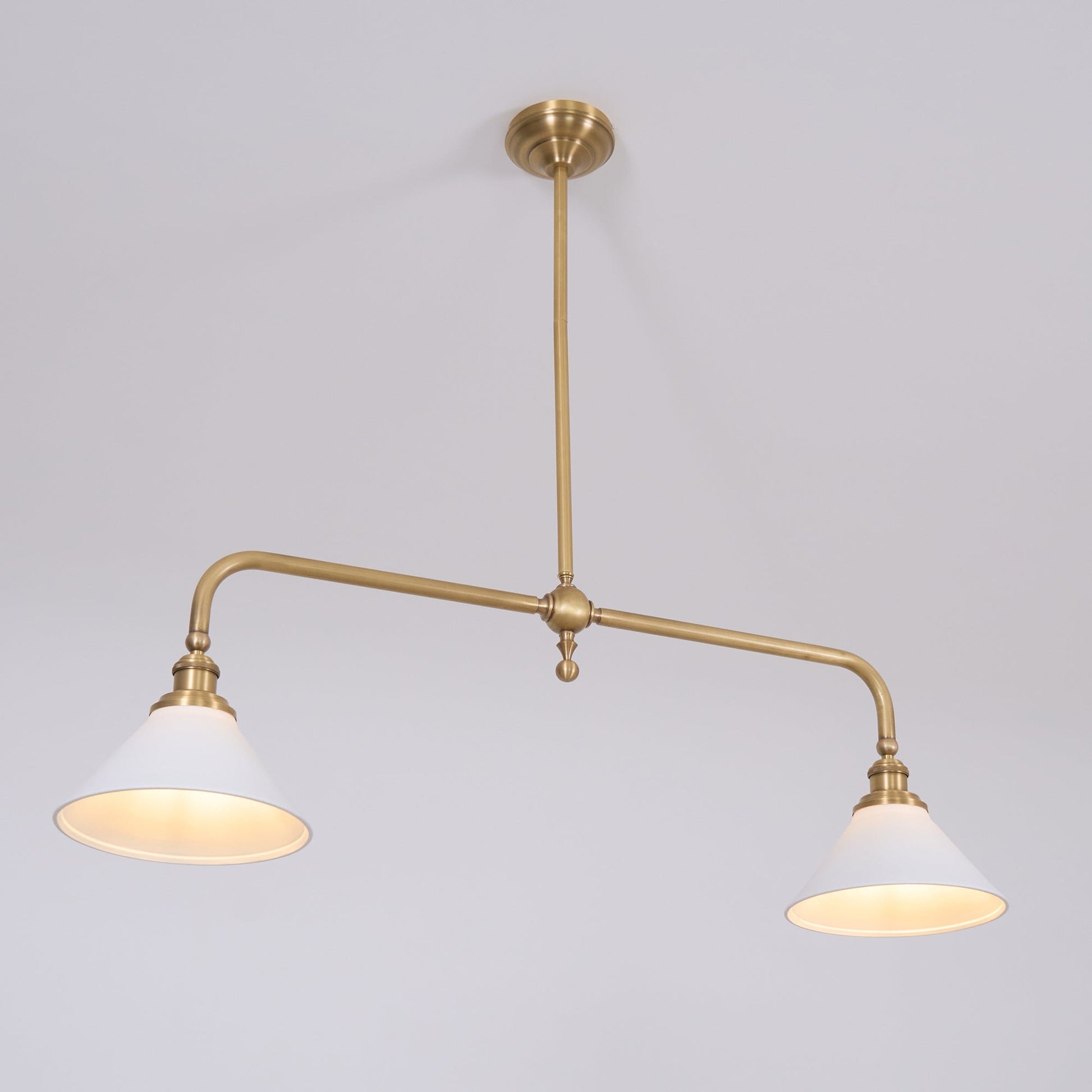 Vintage Glass Pendant Light T-Bar Arms View 18